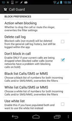 Call Guard Free android App screenshot 5